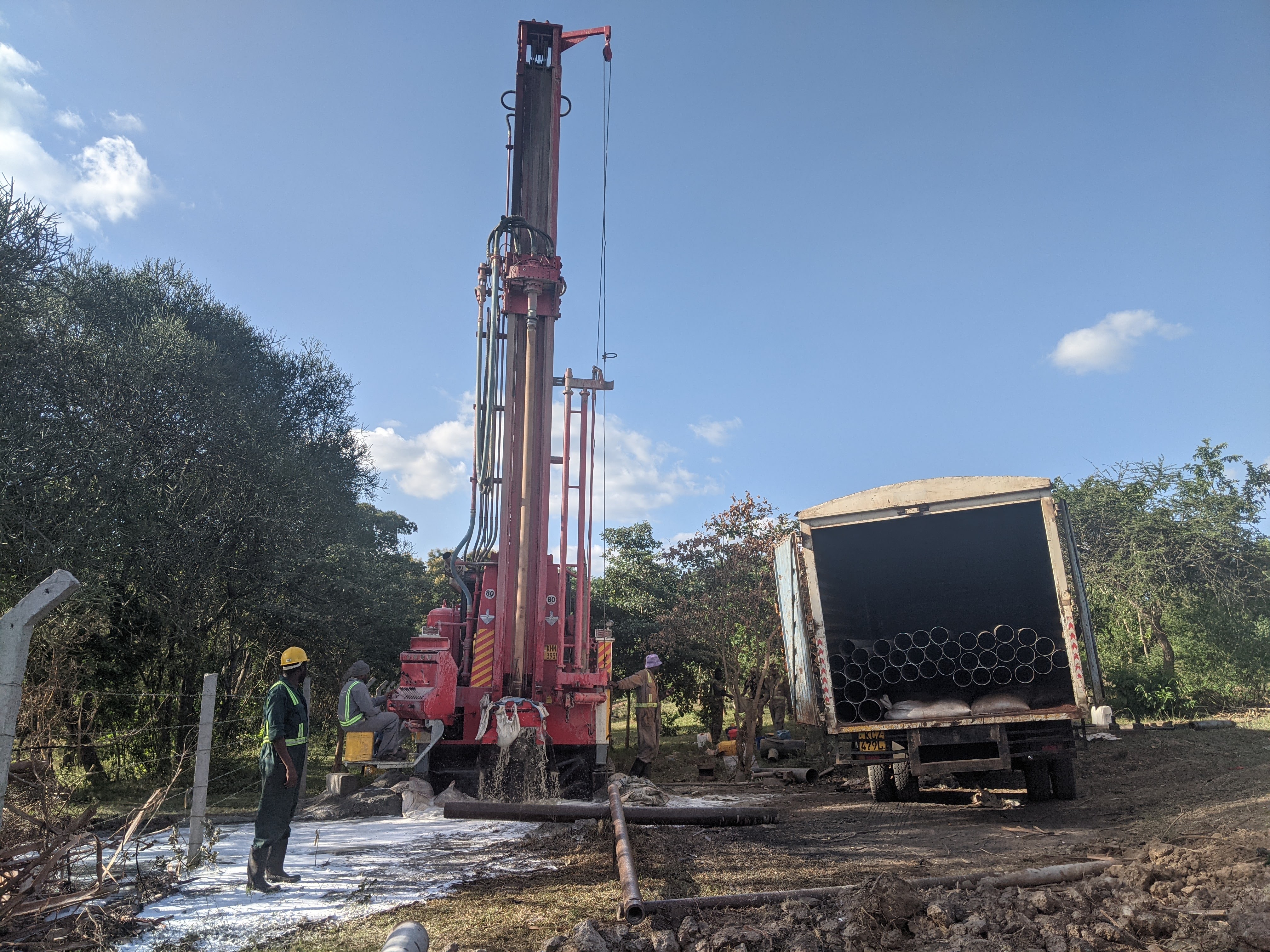 Borehole with steel tank at Kalulini, Kitui County